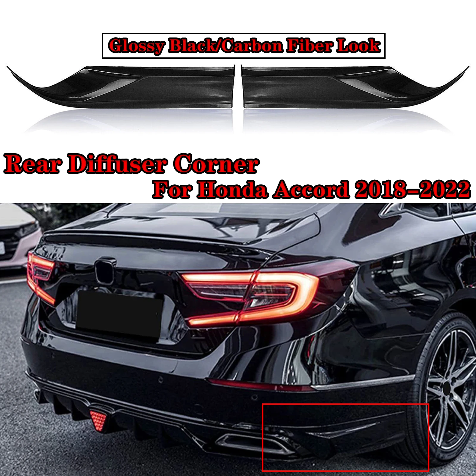 

Угловой сплиттер для заднего бампера YOFER для Honda Accord 2018-2022, автомобильный фартук, сплиттер, нижний диффузор, крышка, спойлер, утварь