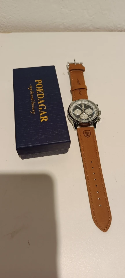 POEDAGAR Luxury Man Watch Waterproof Chronograph Luminous Quartz Leather Sports Watch photo review