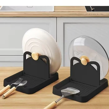 Kitchen counter spoon rack - pot lid rack and spoon rack - multi-purpose small tools to keep the countertop clean - silicone rac 1