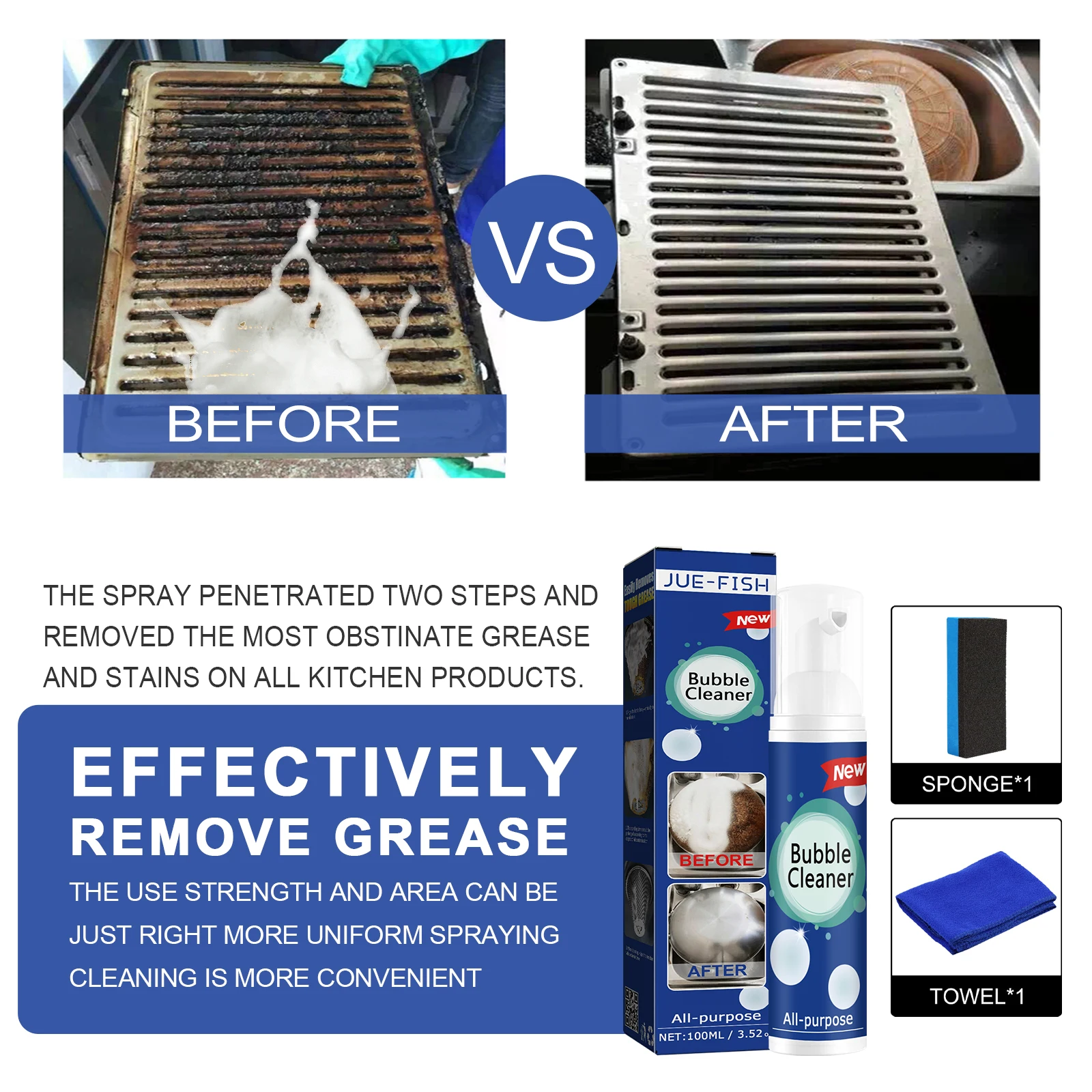 Multi Functional Kitchen Grease Cleaner Heavy Oil Stain Remover Spray