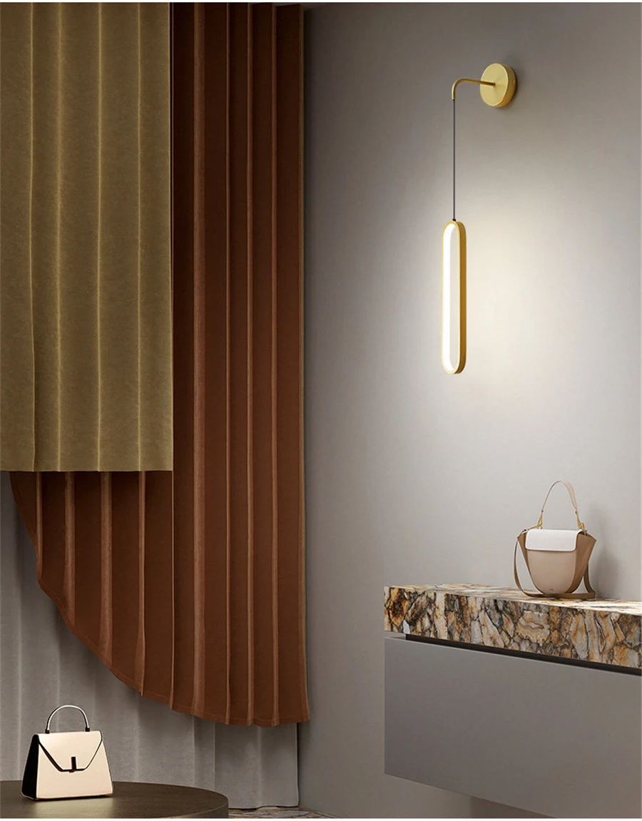 

Nordic Modern Oval LED Wall Light Bedroom Bedside Wall Lamp for Living Room Background Mirror Wall Sconce Luxury Chandelier