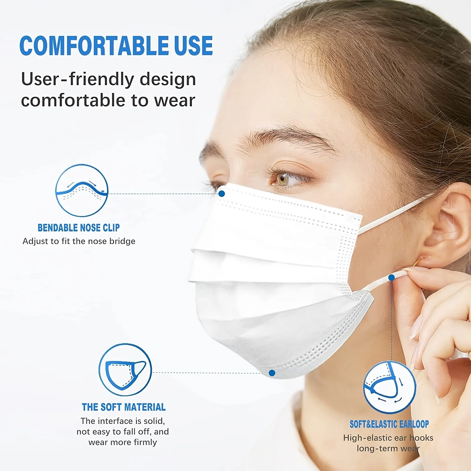 50/100 PCS Box Disposable Face Masks 3-Layer Protection Breathable Comfortable Safety Shield Home Office disposable face mask face mask