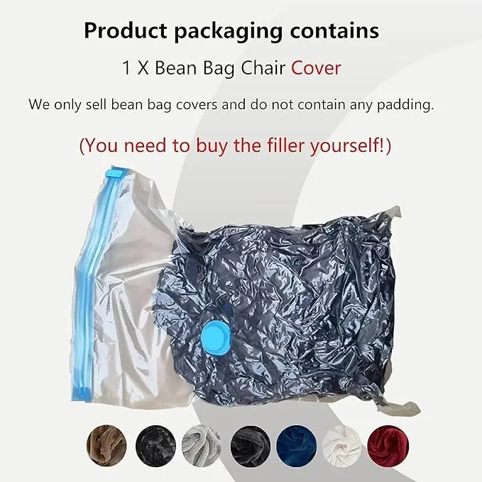 Funda para silla de puf gigante (sin relleno), de gran tamaño, redonda, suave, esponjosa, terciopelo, lavable, para sofá, puf, c 4