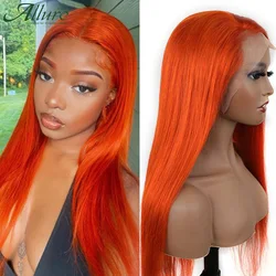 Long Orange Lace Front Wigs Human Hair Women Straight Colored Ginger Bob Part Lace Front Wig Transparent Brazilian Hair Allure