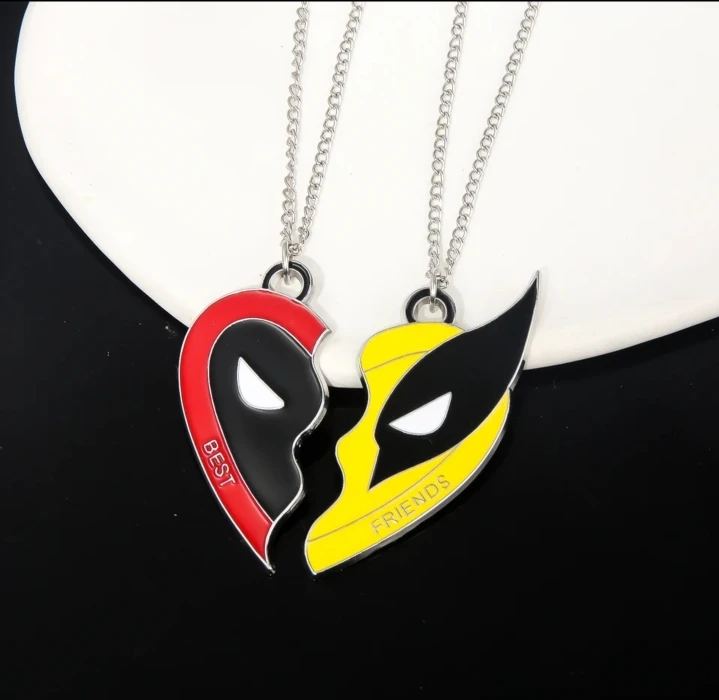 Movie Deadpool and Wolverine Best Friends Red Yellow Clown Mask keychain Pendant Love Heart Combination For Bag Friends Jewelry photo review