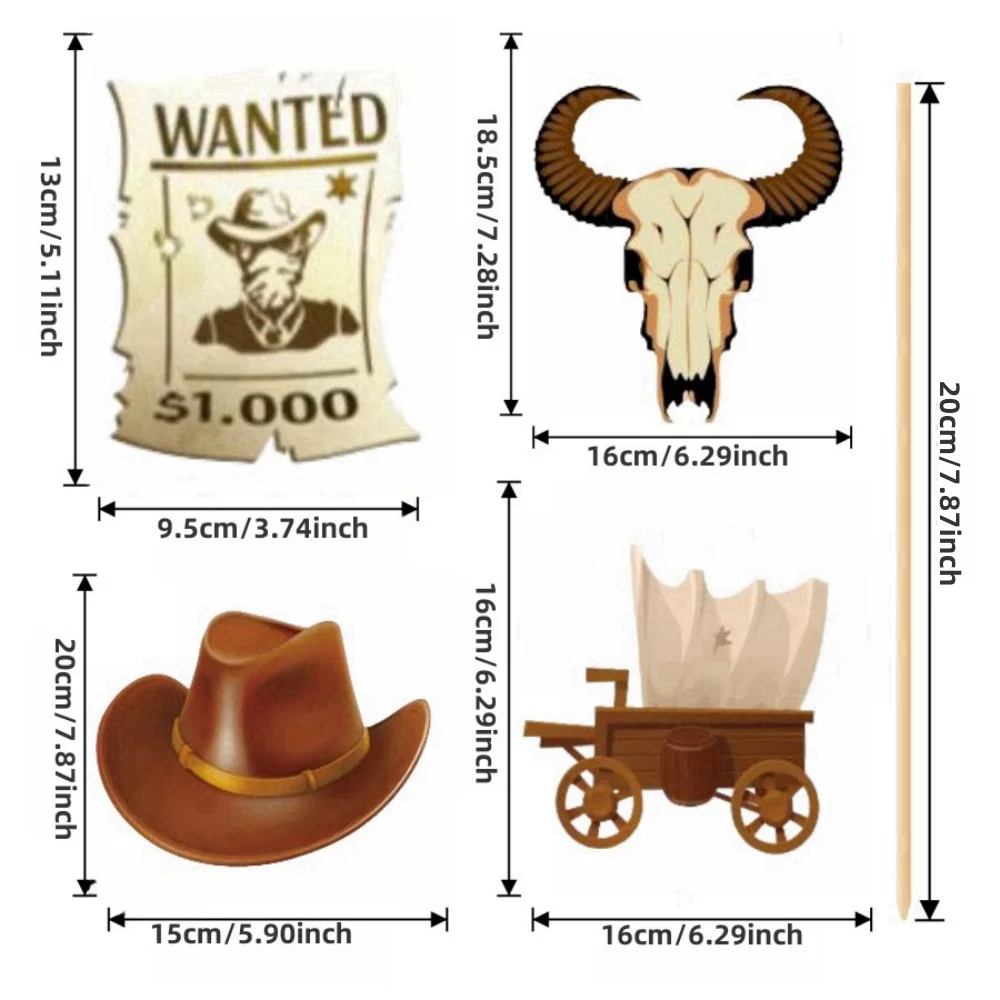 Party Photo Props 25pcs Western Cowboy Photo Booth Props Paper Cowboy Style Suitable for Party Atmosphere