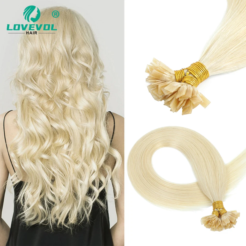Straight Flat Tip Hair Extensions Blonde Keratin Remy Hair Extension Capsule Fusion 100% Human for Salon