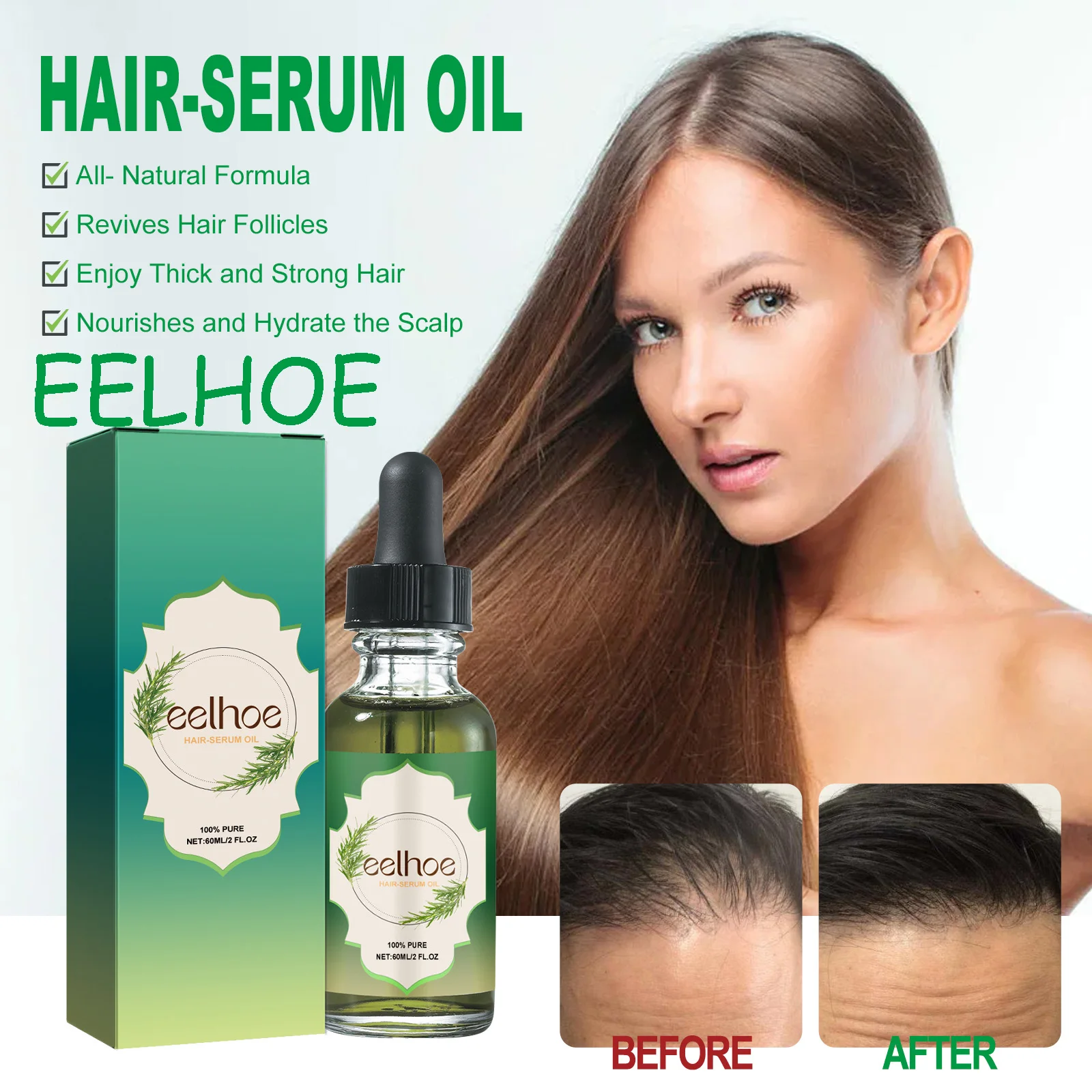 EELHOE Rosemary Hair Care Oil Gentle Nourishing Scalp Strengthening Hair Roots Volumizing Thickening Hair Care Essence Oil