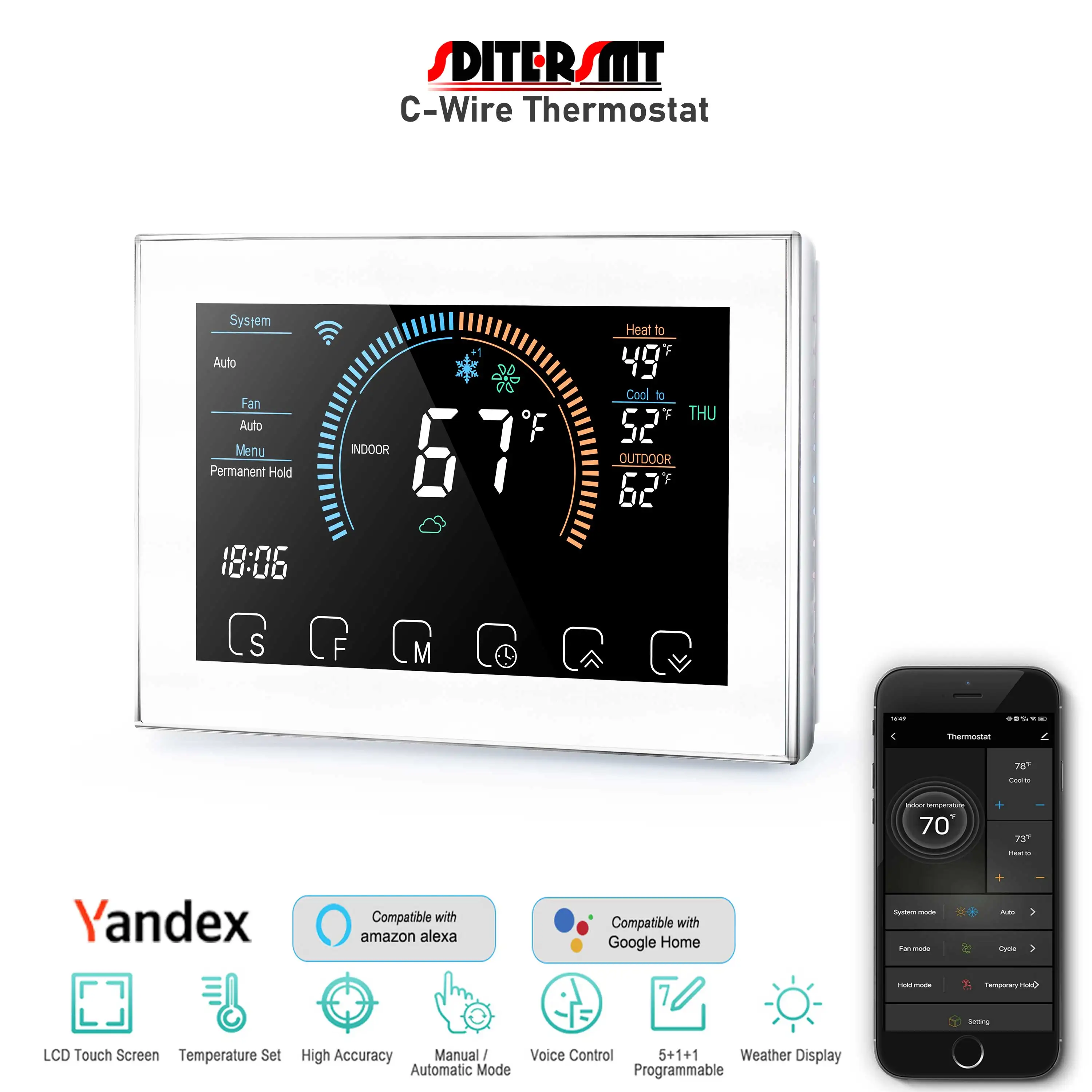 BHP-8000C 24V Heat Pump Thermostat for Air Conditioner/Boiler/Air Energy  Equipment Control Fans,Valves,Compressors By TUYA WIFI - AliExpress