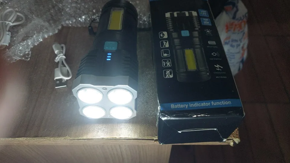 Lanterna Led Potente multi-funções 5 em 1-Ultra Brilhante Com Uso Externo De Longo Alcance-Recarregável Usb Portátil photo review