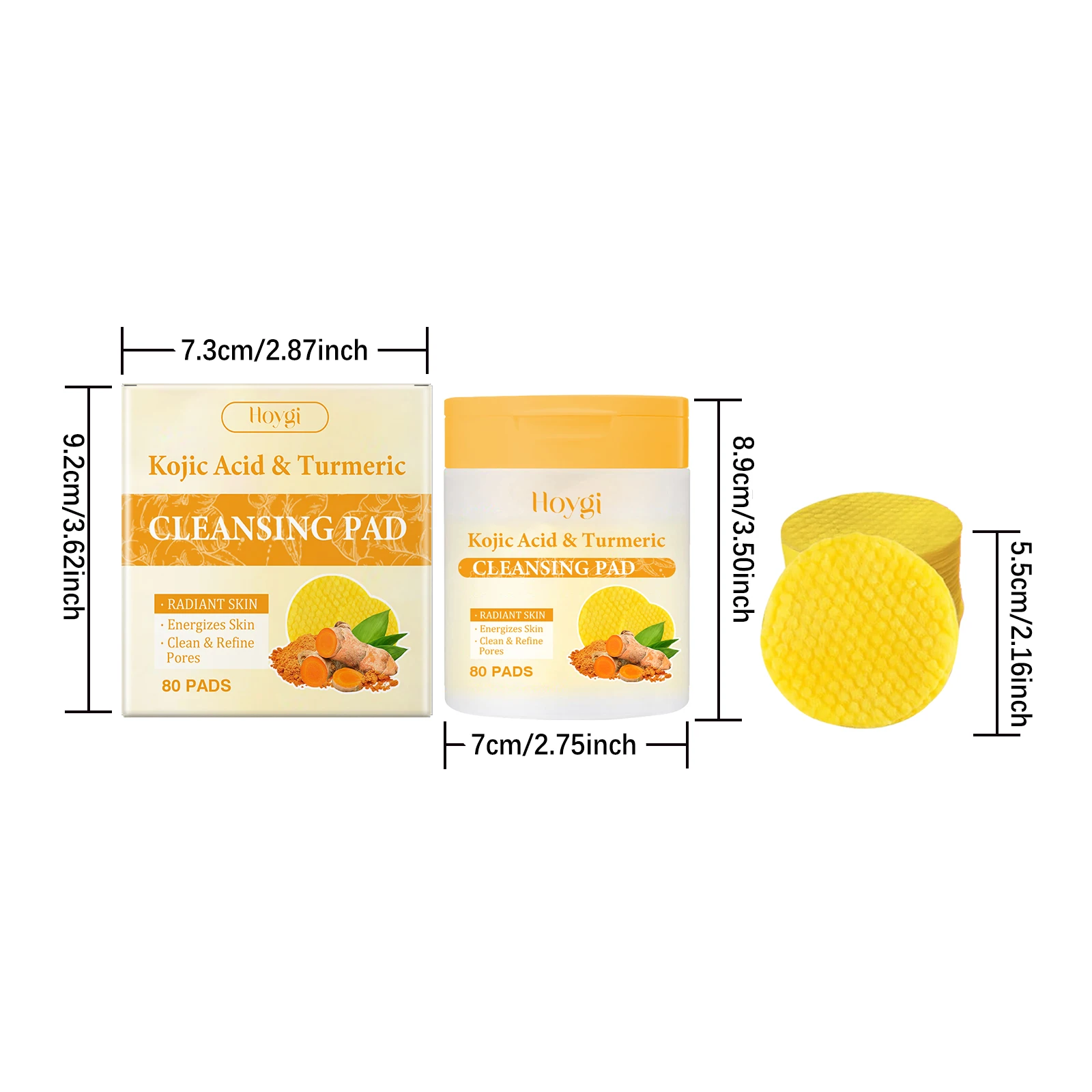 Turmeric Face Cleaning Pads Gentle Exfoliating & Pore Refining_voghion.com