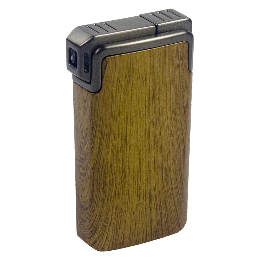 Windproof Dual-Flame Refillable Butane Torch Lighter Adjustable Jet Wood Grain Design Cigarette Accessory Man Dad gift