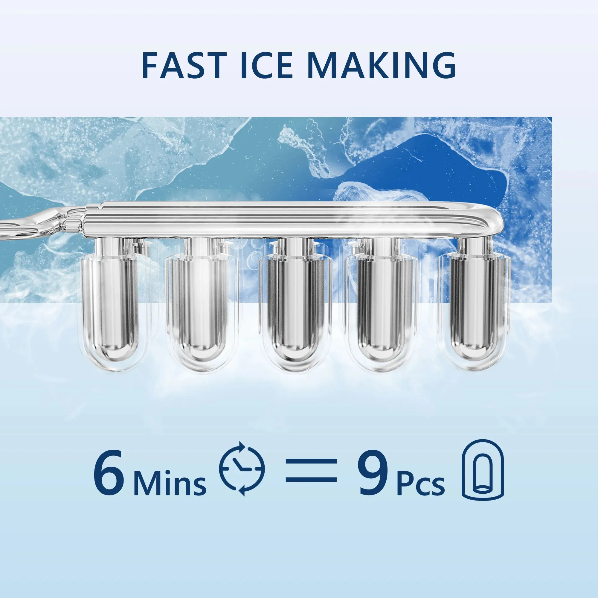 SIMZLIFE Ice Maker Countertop , 26.5 lbs/24H, 9 Cubes in 6 Mins,Self-Cleaning, Portable Ice Maker with Handle for Home,Red 2