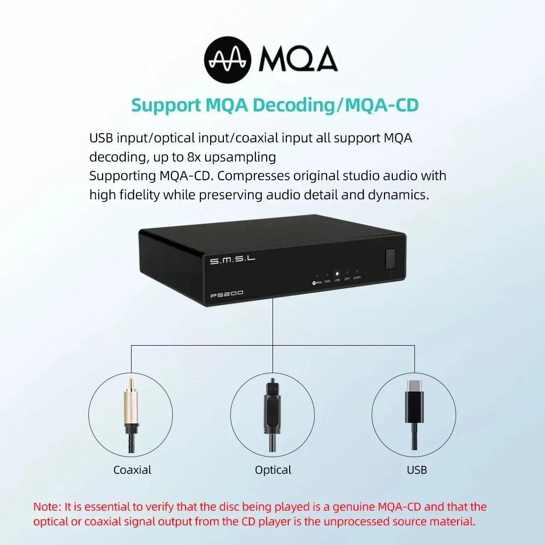 SMSL PS200 PRO 고해상도 오디오 디코더 USB MQA DAC XU316 데스크탑 DAC MQA-CD ES9039Q2M 32비트/768kHz DSD512
