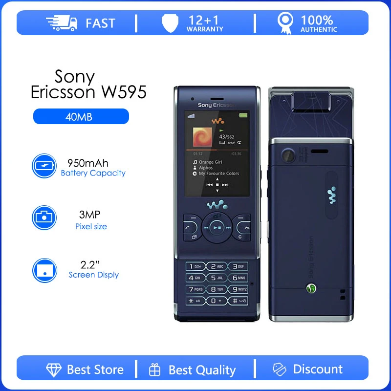 Sony Ericsson W595 Refurbishedoriginal Unlocked W595 Fm Radio 3.15mp