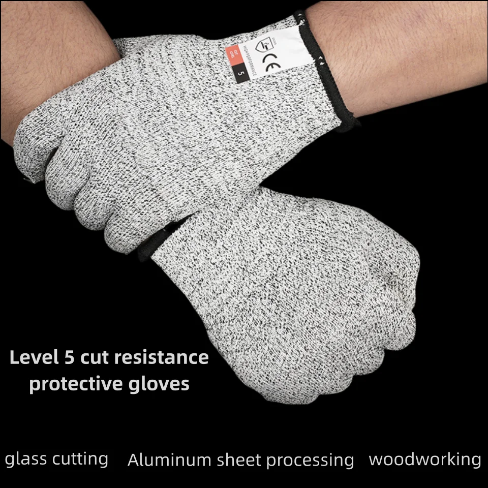 Level 5 HPPE Fiber Cut Resistant Gloves Safety Work Gloves for Glass for  Manufacturing Anti Cut Proof Safety Gloves