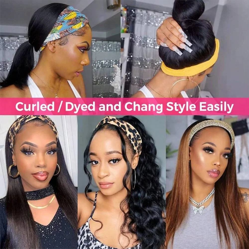 Human hair wigs Headband Wig Human Hair Straight Headband Wigs For Black Women Glueless Hair Wig Brazilian Machine Made Human Wigs