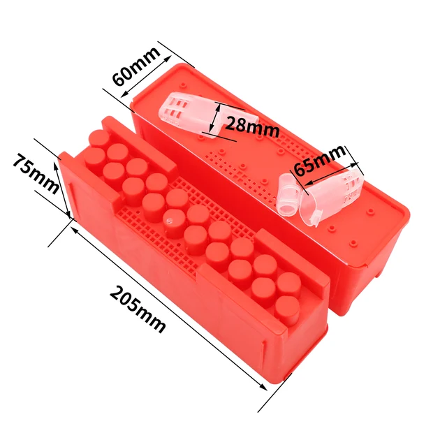 Méh Piros Dobozok Queen Szállító Doboz Ketrecekkel Tenyésztő Berendezés Cellás Műanyag Inkubátor Méhész Eszközök - Image 5