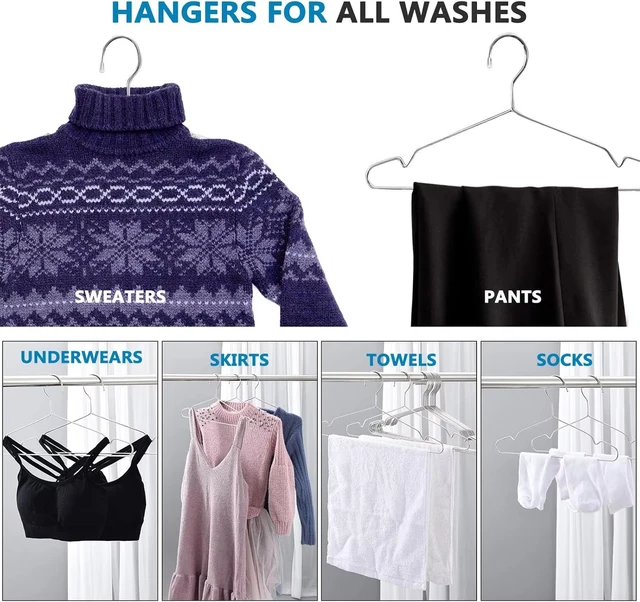 10-Pack Heavy Duty Stainless Steel Wire Coat Hangers – 16.5" Strong Metal Hangers