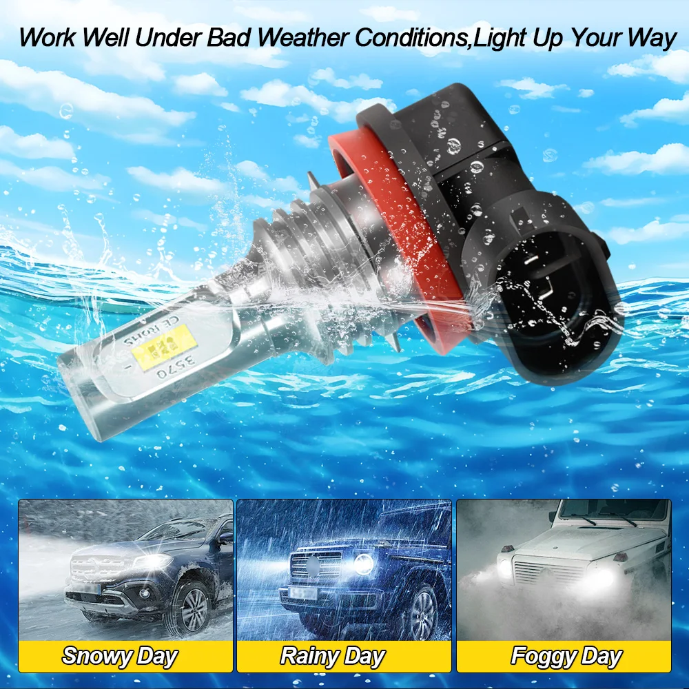 Toyota Fortuner 용 2Pcs 2016 2017 2018 2019 2020 2021 2022 2023 LED 안개 램프 전구 6000K 무선 전면 안개등 Canbus White