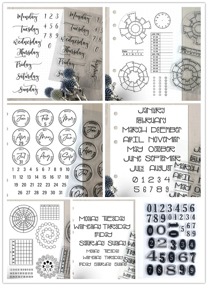 New month day stamp Clear Stamp for Scrapbooking Transparent Silicone Rubber DIY Photo Album Decor