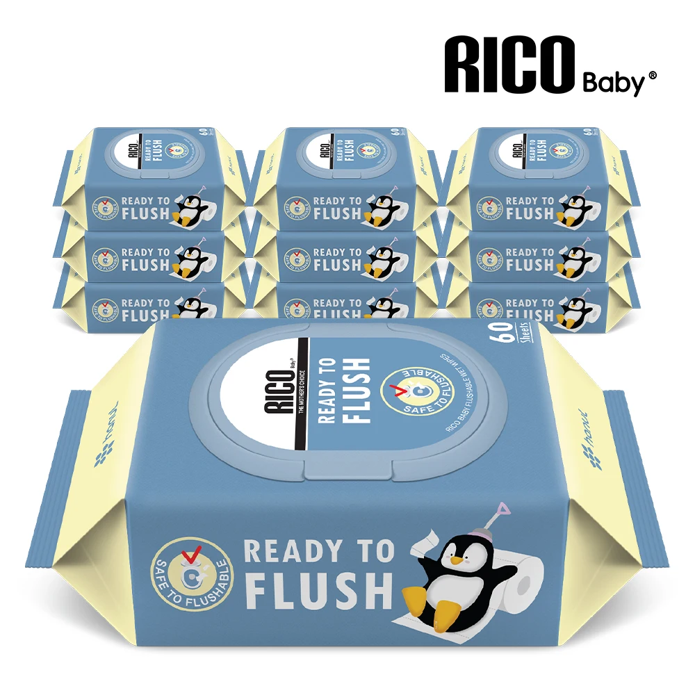 Rico Toilet Bidet Tissue 60 Sheetsx5+5 (Total 10 Packs)