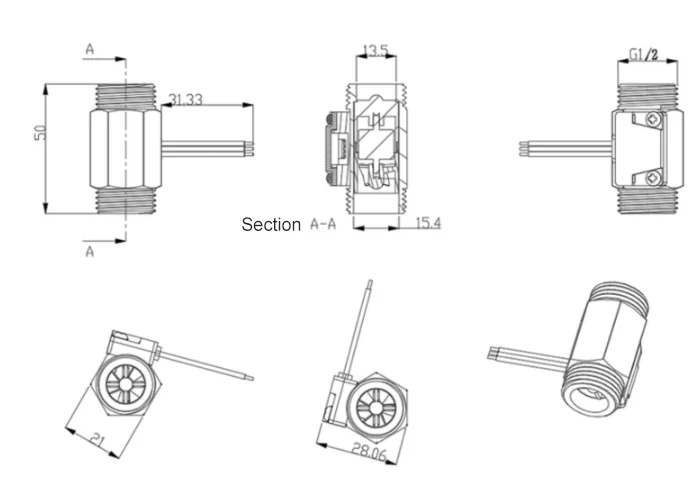 304 Stainless Steel Water Flow Sensor DN40 DN50 water flow detection 1.5 Inch G2