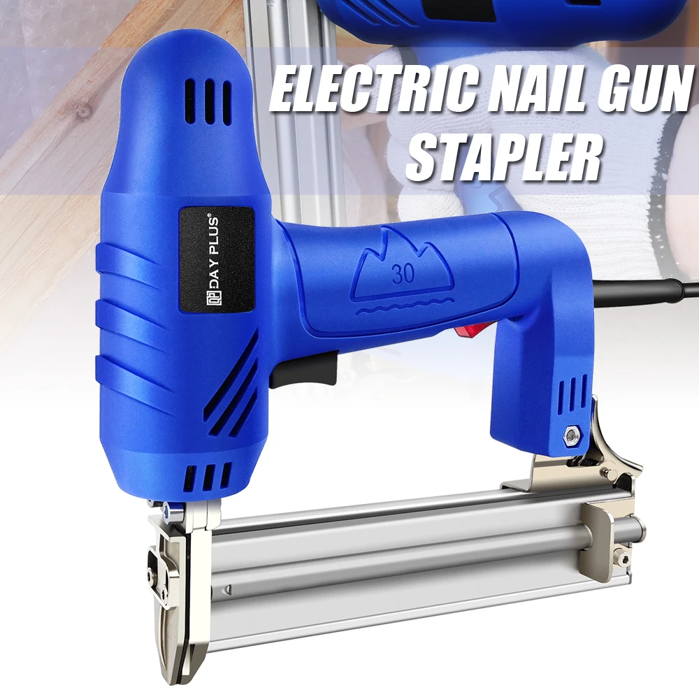Electric Nail Gun Staple Gun 2-in-1 Heavy Duty with 300x Staples and 100x, for Fabrics Upholstery Wood Carpet Home Improvement and Woodworking — Color: Electric Nail Gun