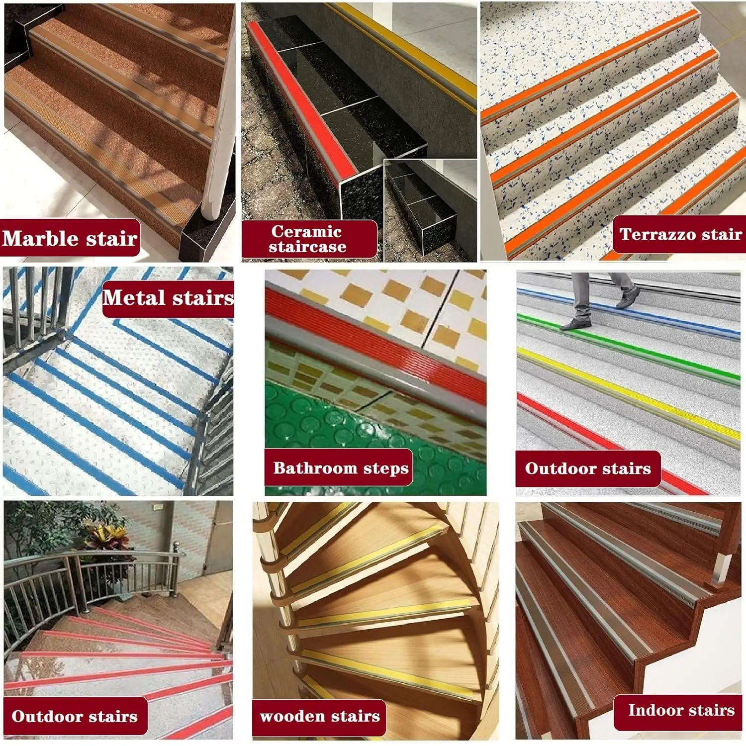 100cm L-shape Self-adhesive Stair Edge Protector Step Anti-skid Tape PVC Wrapped Corner Pressure Edge Strip for Indoor&Outdoor Vinyl Stair Nosing