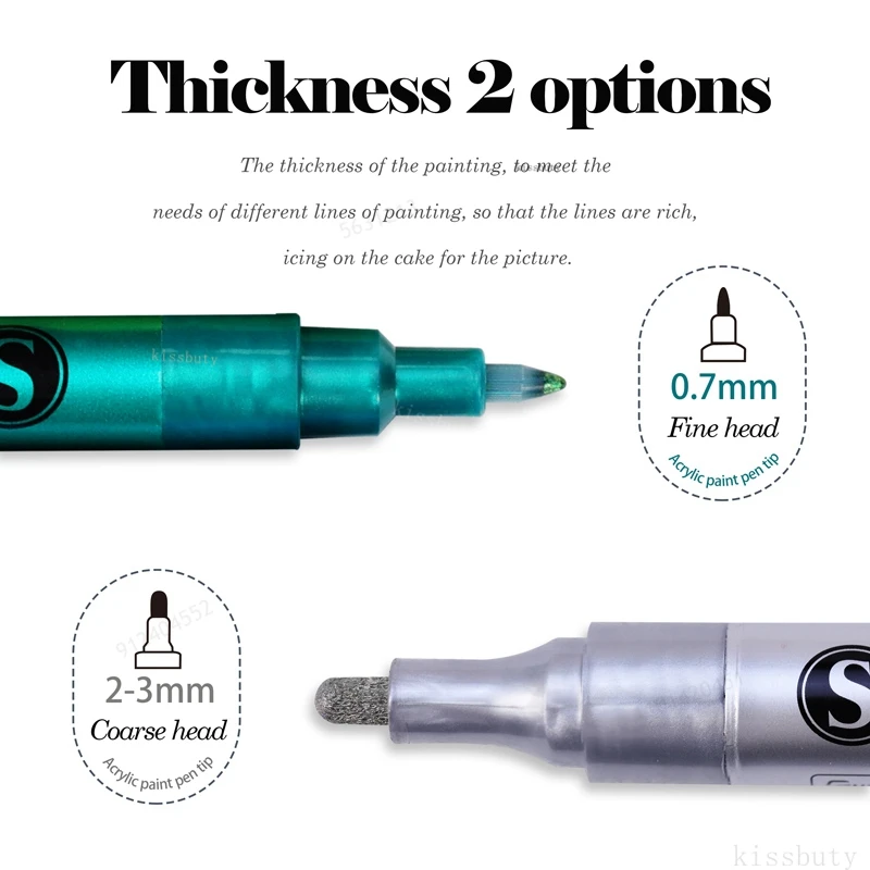 락 페인팅, 매니큐어 스톤, 세라믹, 유리, 목재, 직물, 카드 스톡, 0.7mm 페인트 마커용 금속 아크릴 페인트 펜