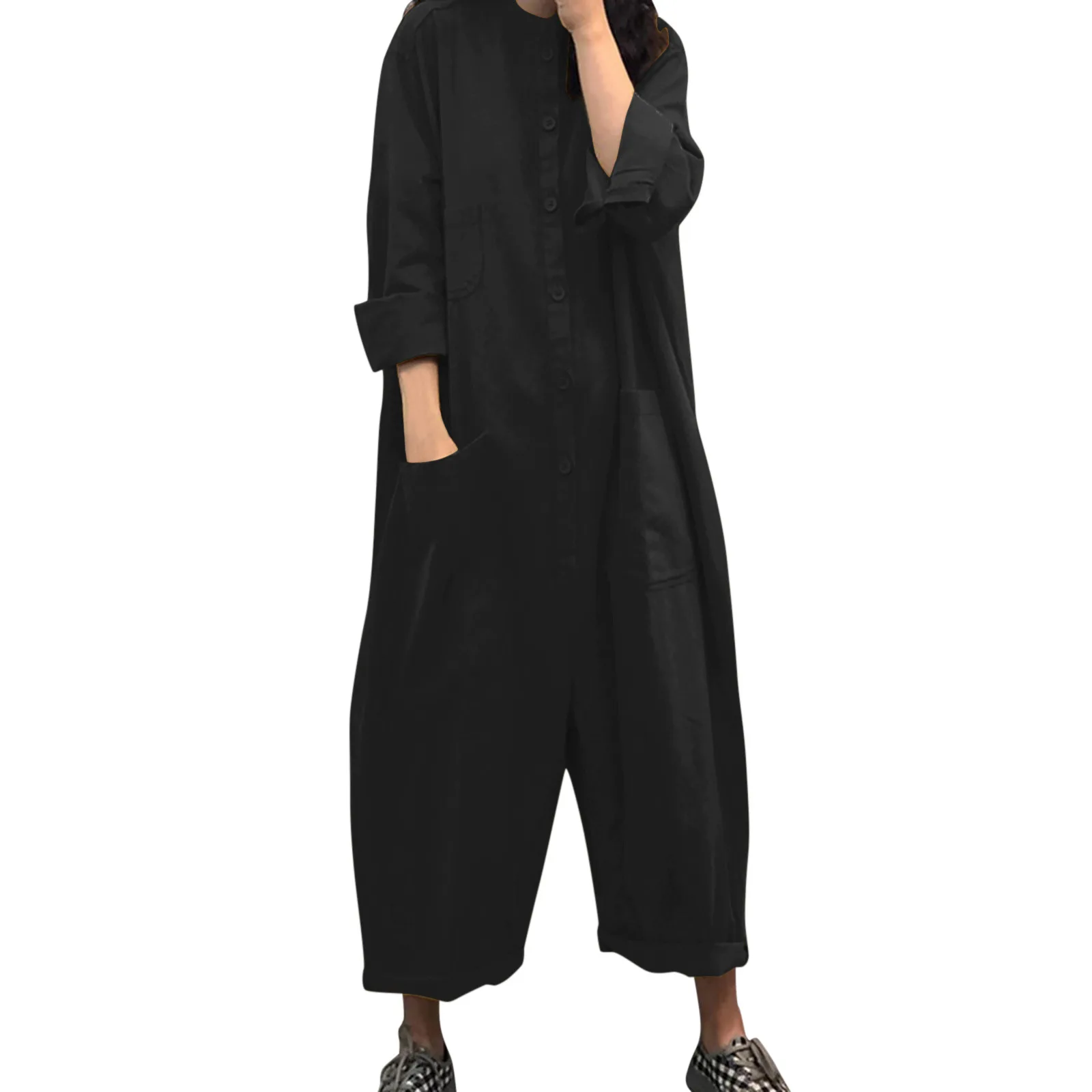 Ladies Onesie Bodysuits Trouser Pant Loose Causal Female Women Solid One-Piece Romper Overalls Jumpsuit Streetwear Plus Size 2