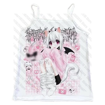 Kawaii Top Y2k Woman Clothing Summer Aesthetic Tops for Women Tops With Suspenders Women's Cropped Gothic Clothes Tanks & Camis