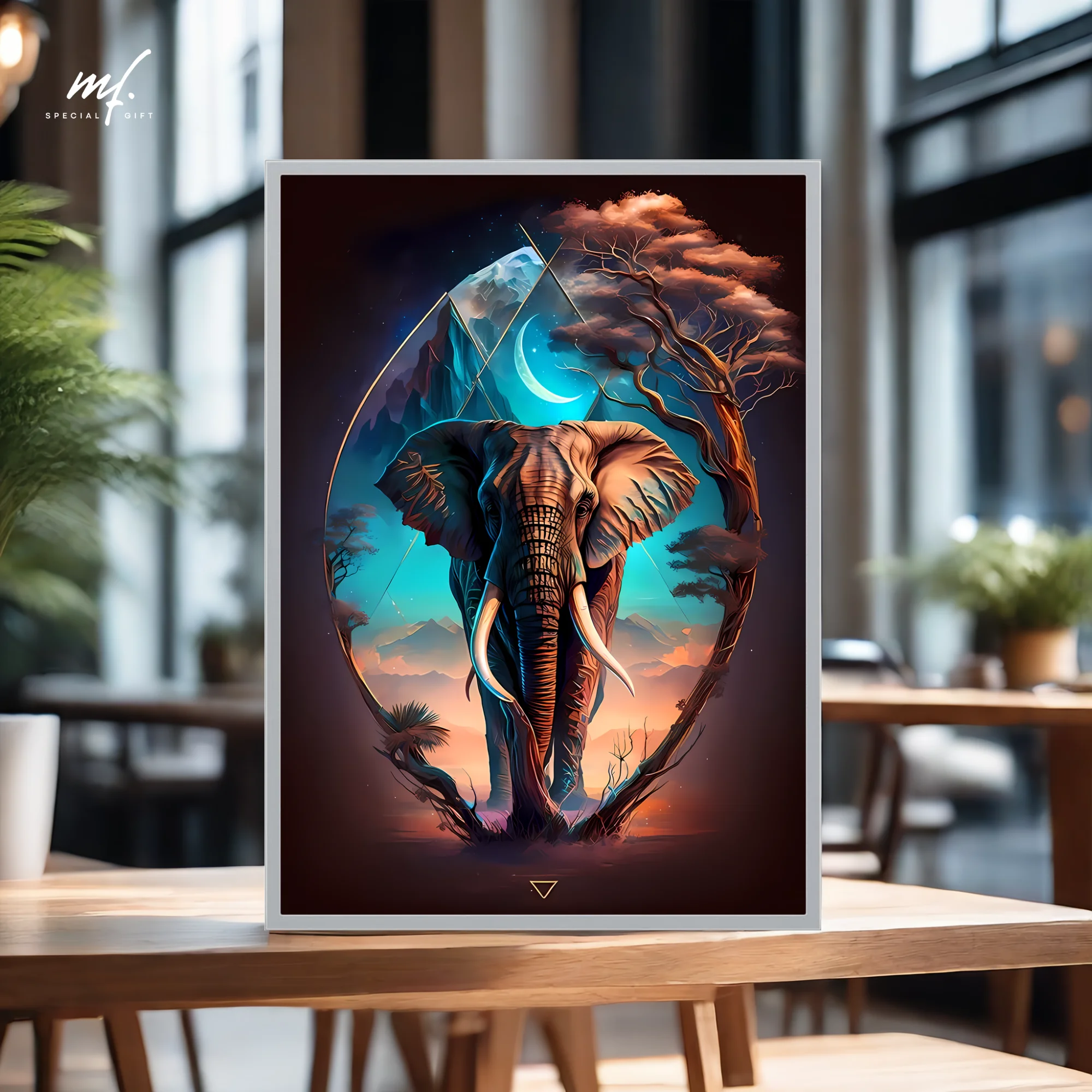 

LED blessing elephant home decoration light painting, ins trend hand painting luminous USB dimming, unique night light gifts