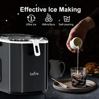 LOEFME Machine à Glaçons Portable 12kg/24h 9 Glaçons en 6-13 Min Écran LED avec Taille de Glaçons Réglable Réservoir d’Eau 1,2L pour Maison 3