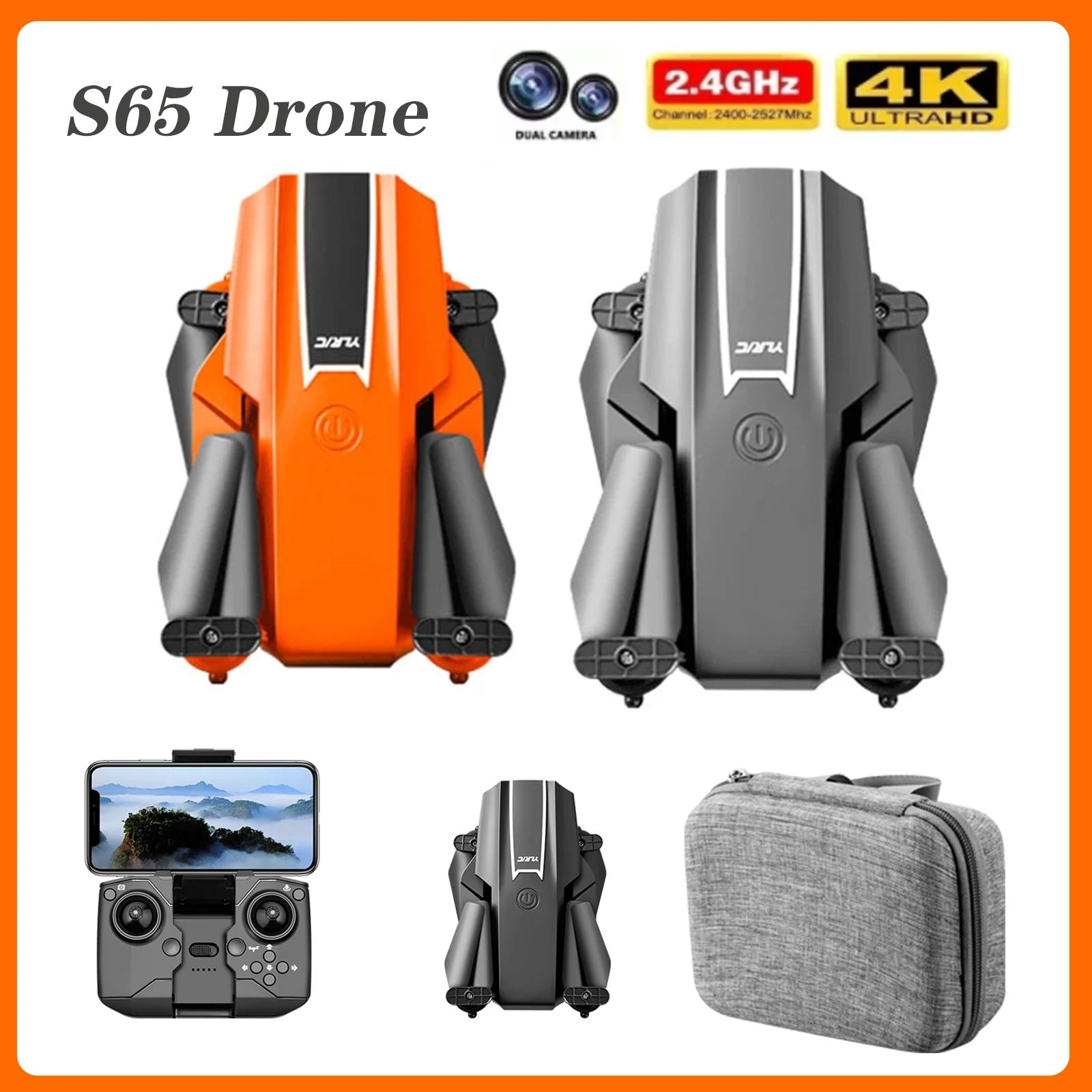 

S65 RC Drone with 4K Dual Camera RC Quadcopter with Function Trajectory Flight Super Drop-resistant All-round LED Lighting Toys