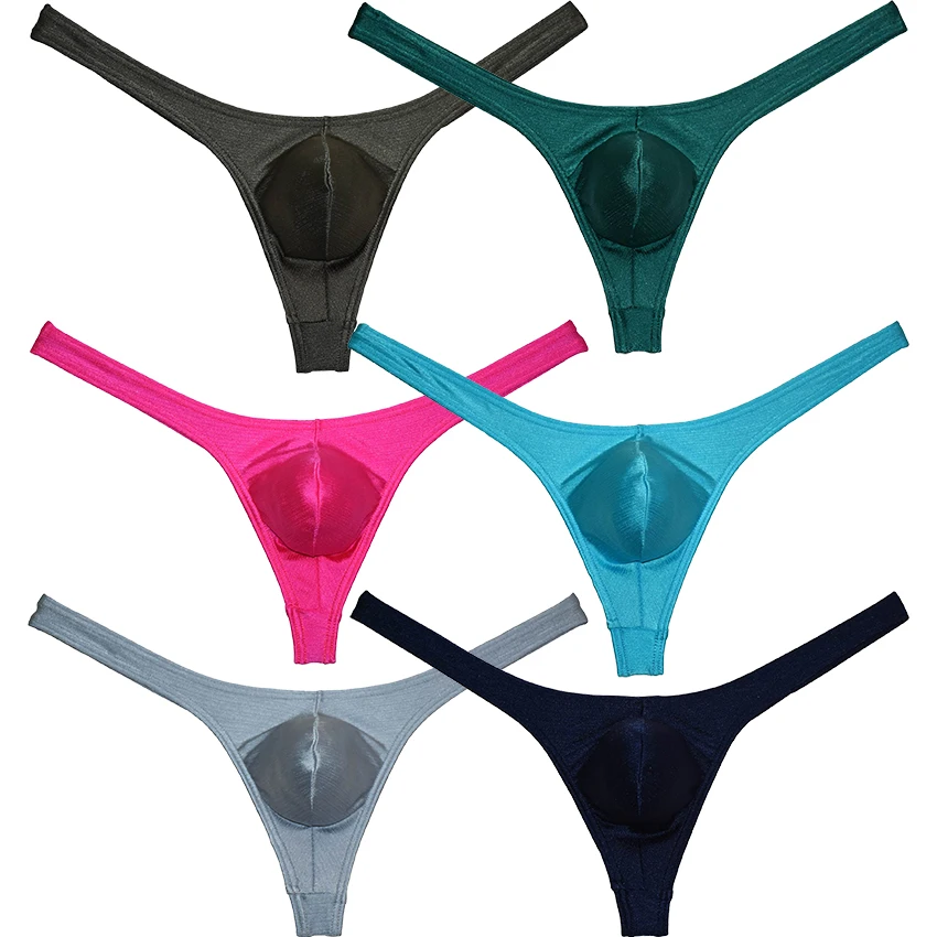 Man Fashion Shiny Enhance Pouch Thongs Sexy G-String Underwear Tangas Bikini Jockstrap Cheeky Panties