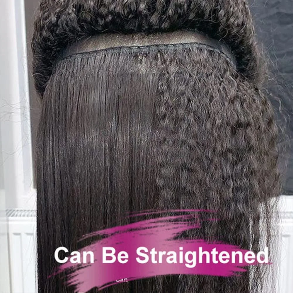 Kinky Straight Yaki Lace Front Human Hair Wig Skinlike Texture 13x4 HD Transparent Lace Pre Plucked Natural Hairline 250 Density 2