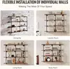 4-Tier Industrial Pipe Shelf, Wall-Mount Floating Design, Rustic Wood Shelves for Kitchen, Bedroom, or Bathroom Storage (Planks 6