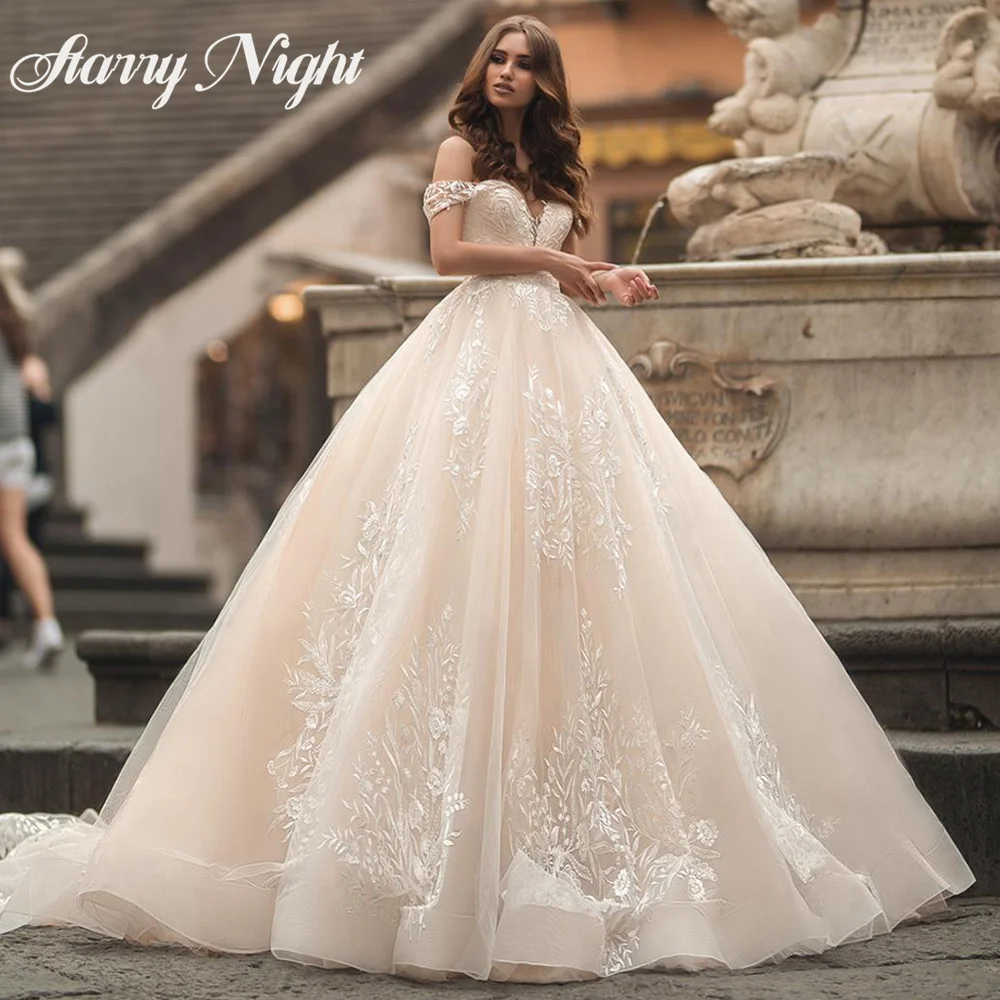A-Line Wedding Dress with Beading Appliques Off the Shoulder Luxury Vestido De Noiva main image 0