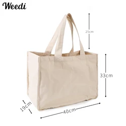 Weedi Eco - Friendly Cotton Canvas Shopping Totes - Durable, Large Capacity Reusable Grocery Bag (Cotton)
