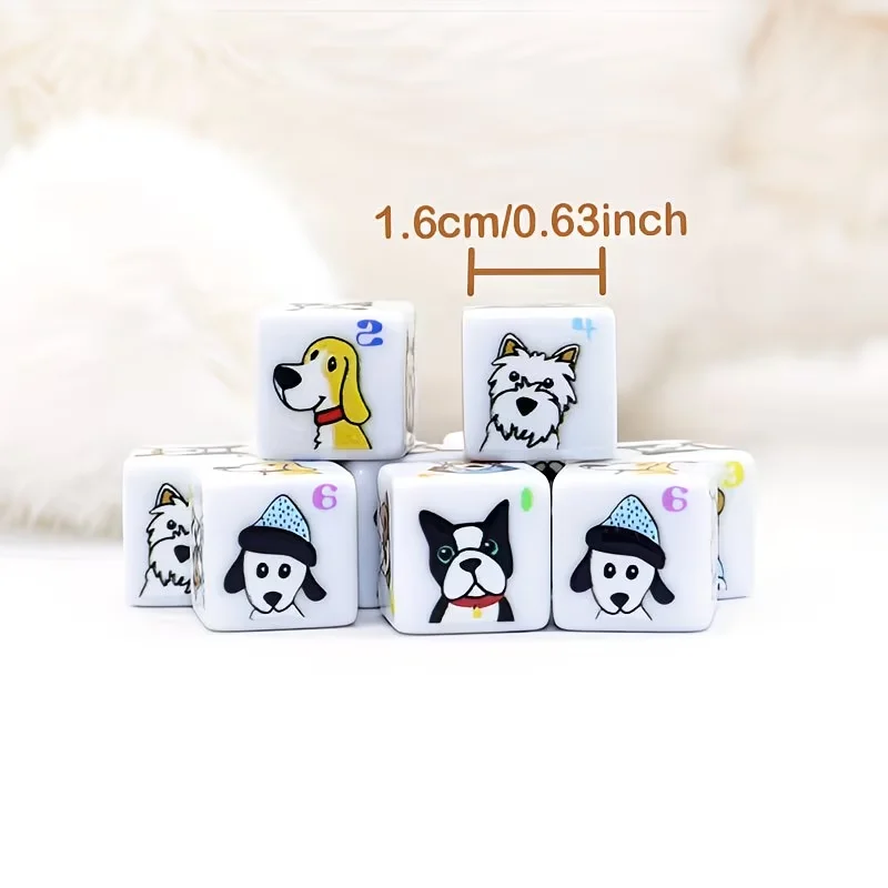 Dog D6 다이스 세트, 보드 게임, 롤플레잉 게임, 던전 앤 드래곤 등에 적합합니다.