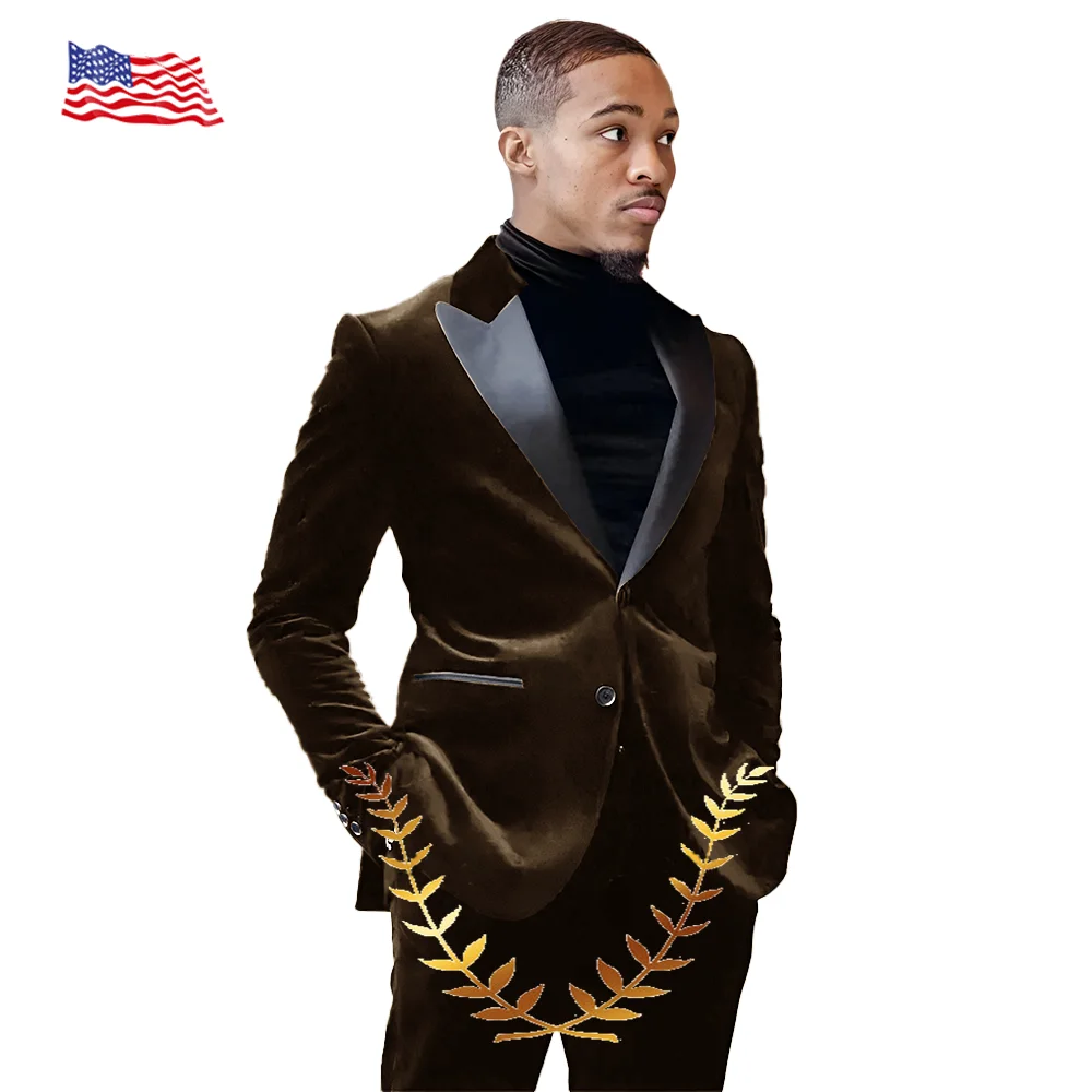 Amazon.com: HBDesign 1 Button Golden Velvet with Black Satin Neckline Men's  Suit(Jacket+Pants : Clothing, Shoes & Jewelry