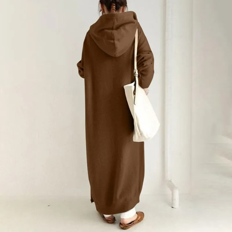 Women jacket Ladies Hooded Long Jacket Coat Outwear Fleece Hoodies Autumn Winter Loose Casual Female Women Long Trench Coat Overcoat Oversize