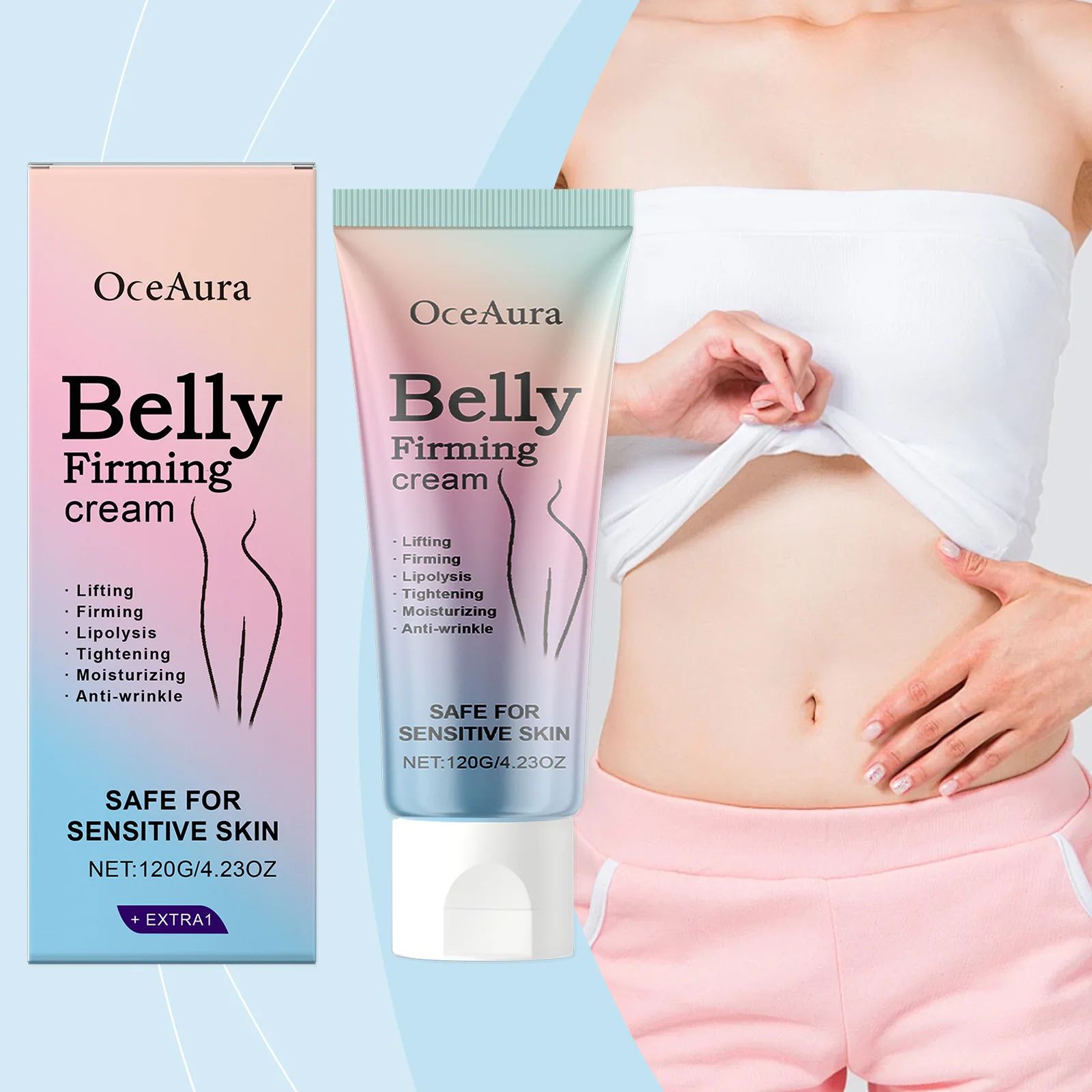 Oceaura 120g Firming Belly Cream Fat Burning Improve Sagging Skin Tighten Abdomen Slimming Lose Weight Abdominal Shaping Cream