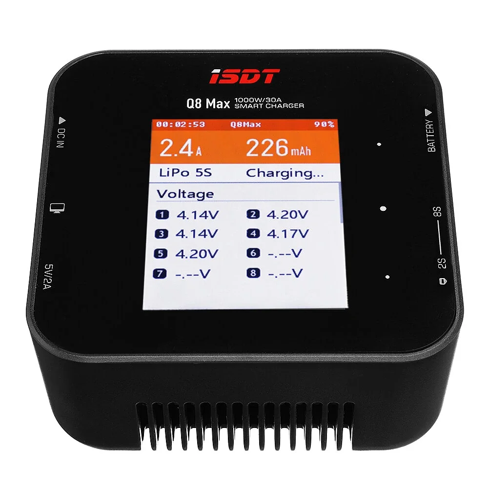 ISDT Q8 Max BattGo 1000W 30A High Power Battery Balance Charger Discharger for 1-8S Lipo Battery thumbnail 4
