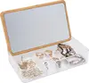 5 Compartment Organizer with Bamboo Lid and Mirror. Ideal for Jewelry, Cosmetics and Accessories. Great for Vanity 1