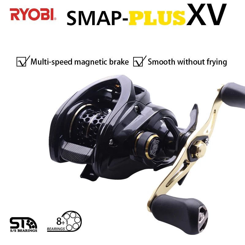 

RYOBI SMAP XV PLUS Baitcasting Fishing Reels 8+1BB Gear Ratio 6.4:1 Max Drag 5kg Carbon Body Saltwater Reels Fishing Reel Coils
