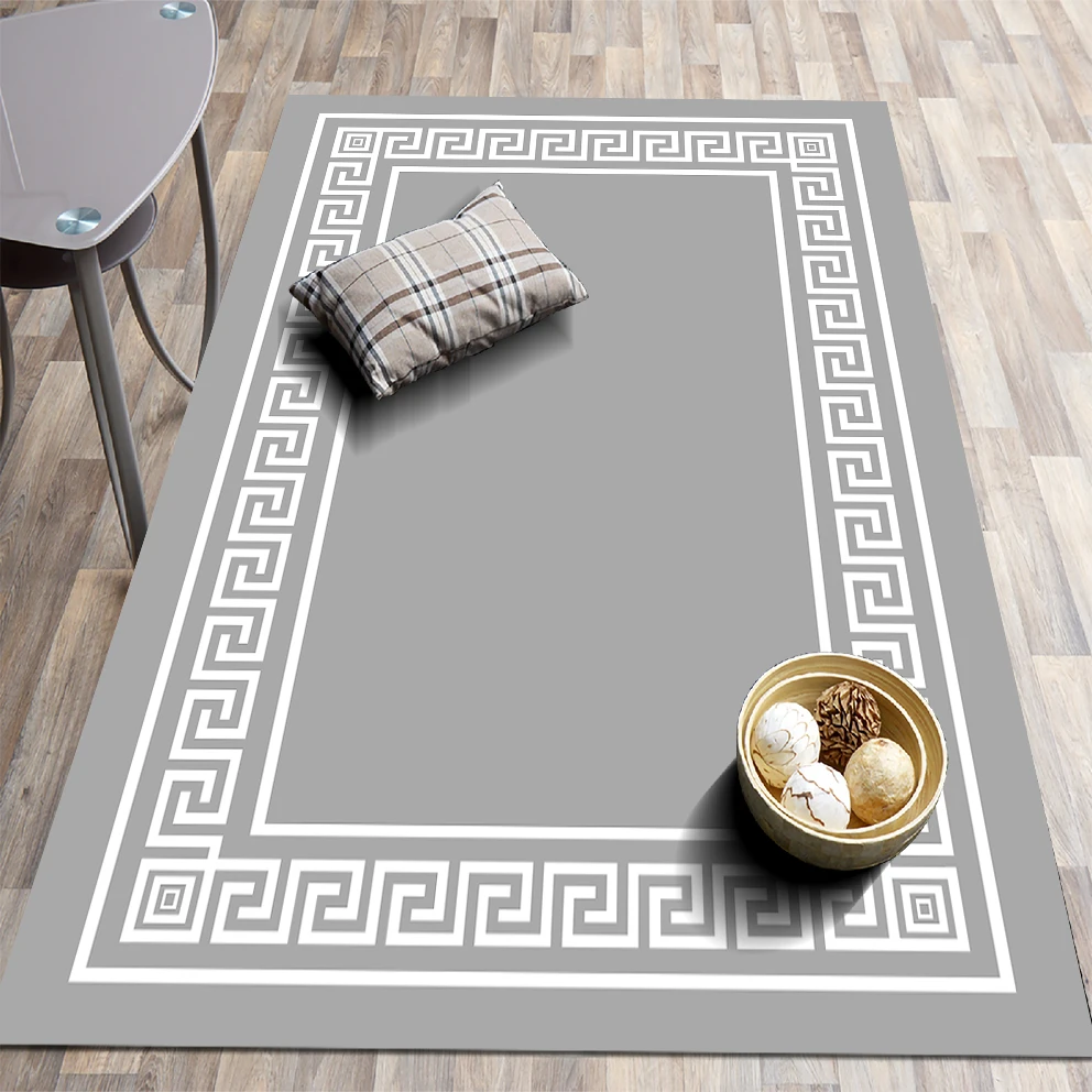 

Printed Ethnic Modern Frame Pattern Carpet/Gray & White color non-slip carpet Kids room bedroom living room carpet new home gift