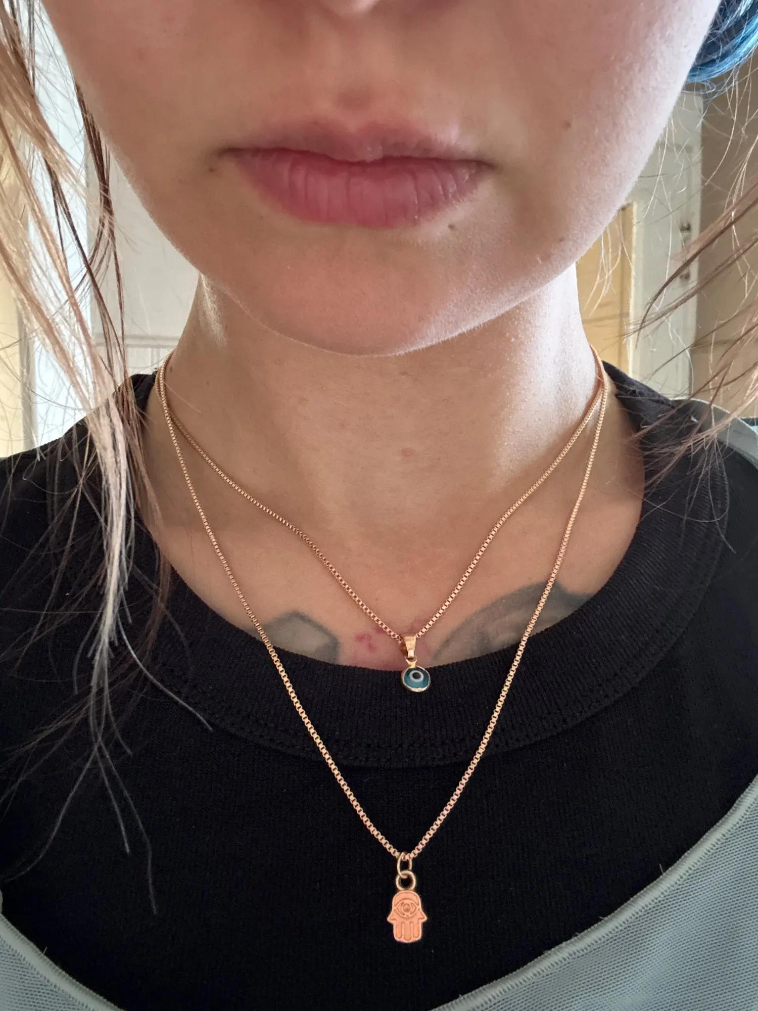 Hamsa Evil Eye Necklace | Double Layer Nazar Chain