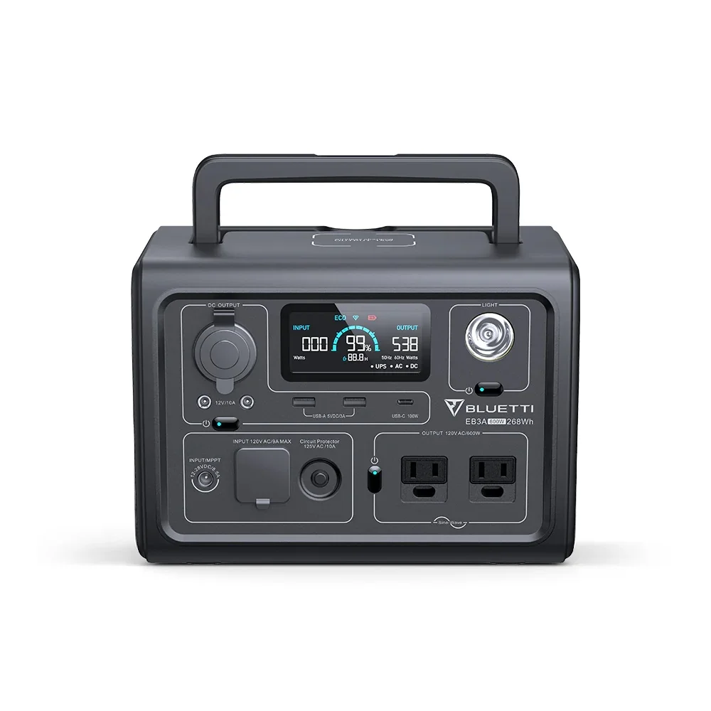 【US Plug】BLUETTI EB3A Portable Power Statio, 268Wh LiFePO4 Battery, Backup 600W AC Outlets, Solar Generator for Outdoor Camping 3